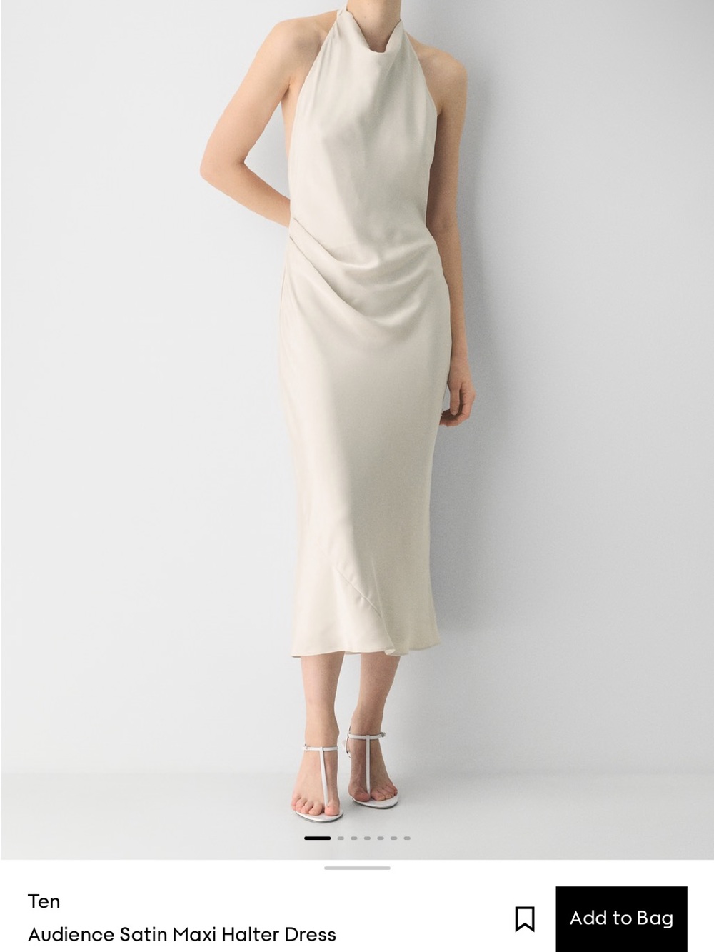 Babaton Cream Satin Midi Halter Dress
